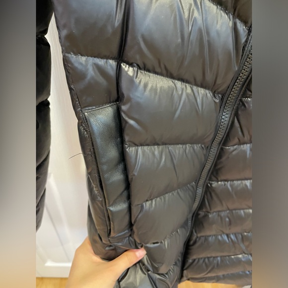 long black winter puffer coat with fur coat - Picture 5 of 7